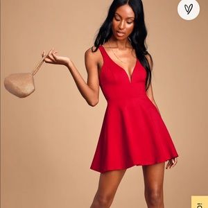 Lulus Love Galore Red Skater Dress, XXS